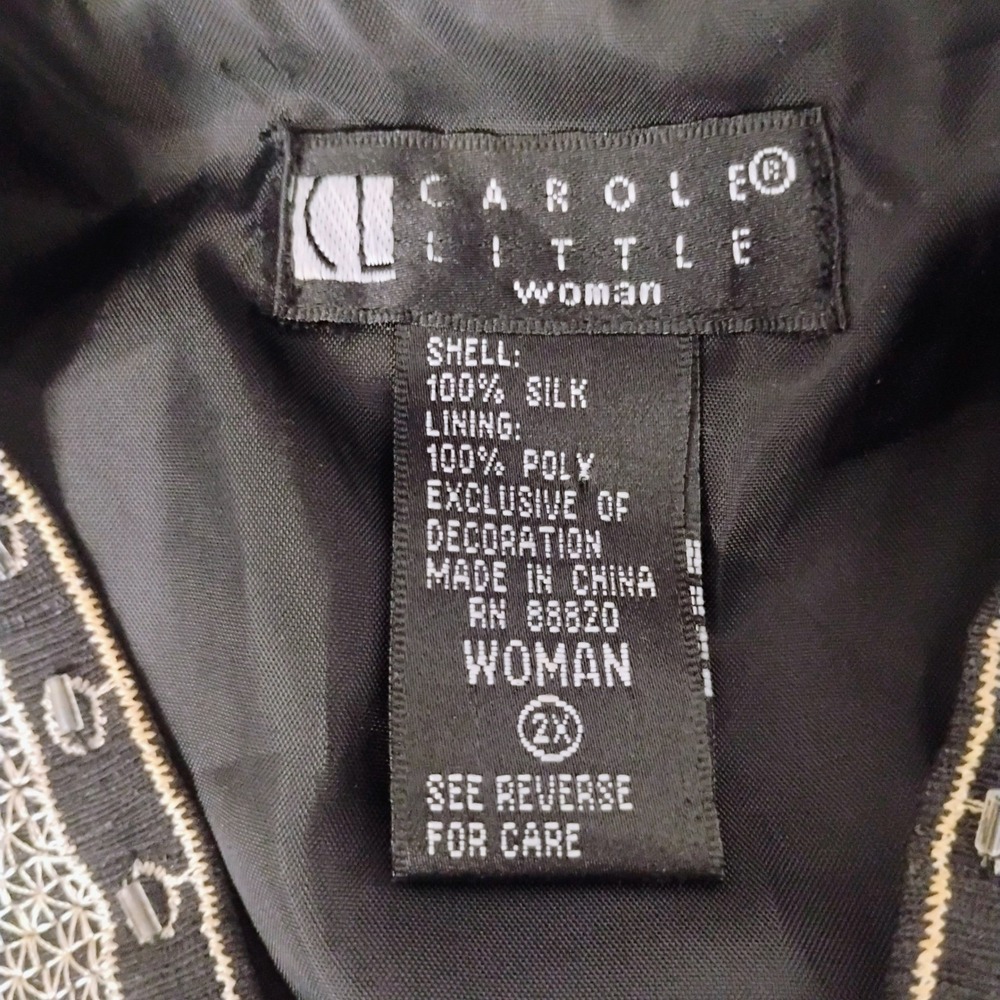 Carole Little Woman 2X Black 100% Silk Beaded Embroidered Vest Sleeveless Shirt - Picture 6 of 8